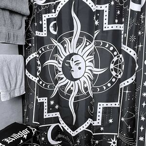 Kill star Black and White Celestial Shower Curtain